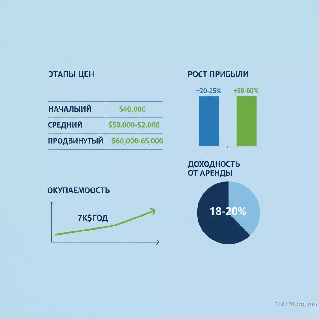 Инфографика доходности и окупаемости недвижимости в Убуде: графики роста цен и аренды