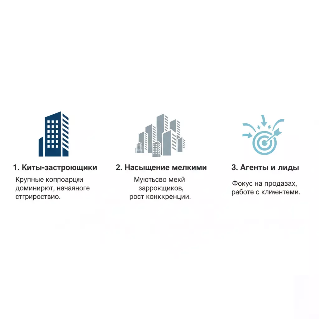 Инфографика фаз развития рынка недвижимости Бали в бизнес-стиле