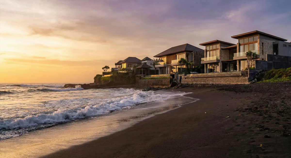 Серферский рай Чангу на Бали: пляж Echo Beach с видом на luxury виллы