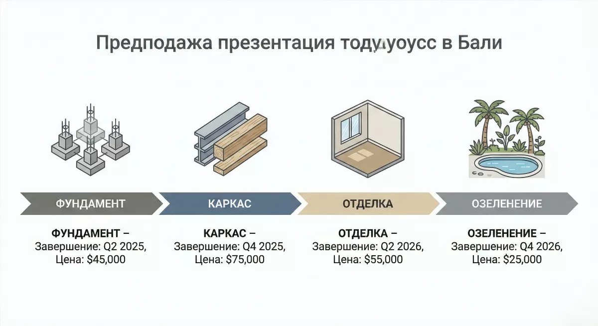 Этапы строительства люксовых таунхаусов на Бали: профессиональная визуализация процесса от фундамента до озеленения