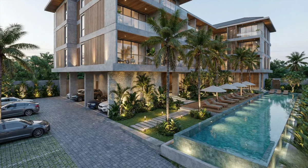 Элитный комплекс Sanya Development Aparts 3 на Бали: бассейн и парковка