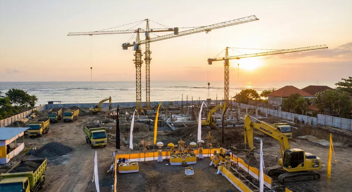 Стройплощадка Sanur Residence на этапе подготовки земли Бали
