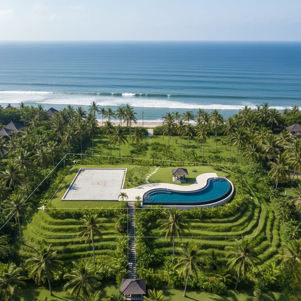 Аэриальный вид на земельный участок на Бали для luxury виллы