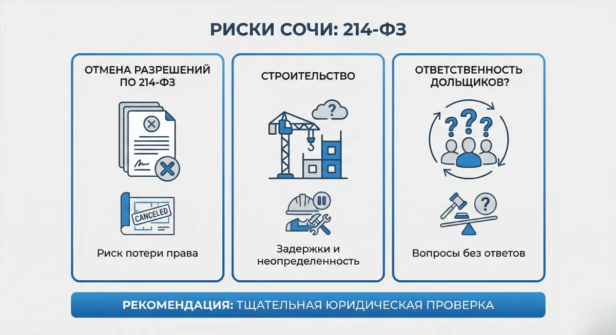 Инфографика рисков строительства в Сочи отмена разрешений 214-ФЗ недвижимость