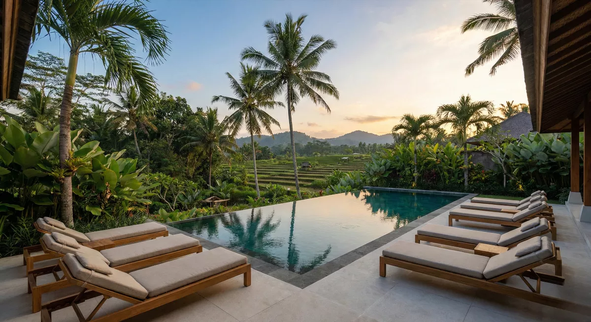 Бассейн и тропическая зона отдыха в комплексе Bali Hills Чангу