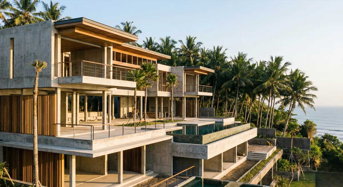 Процесс строительства luxury виллы на Бали с использованием премиум материалов